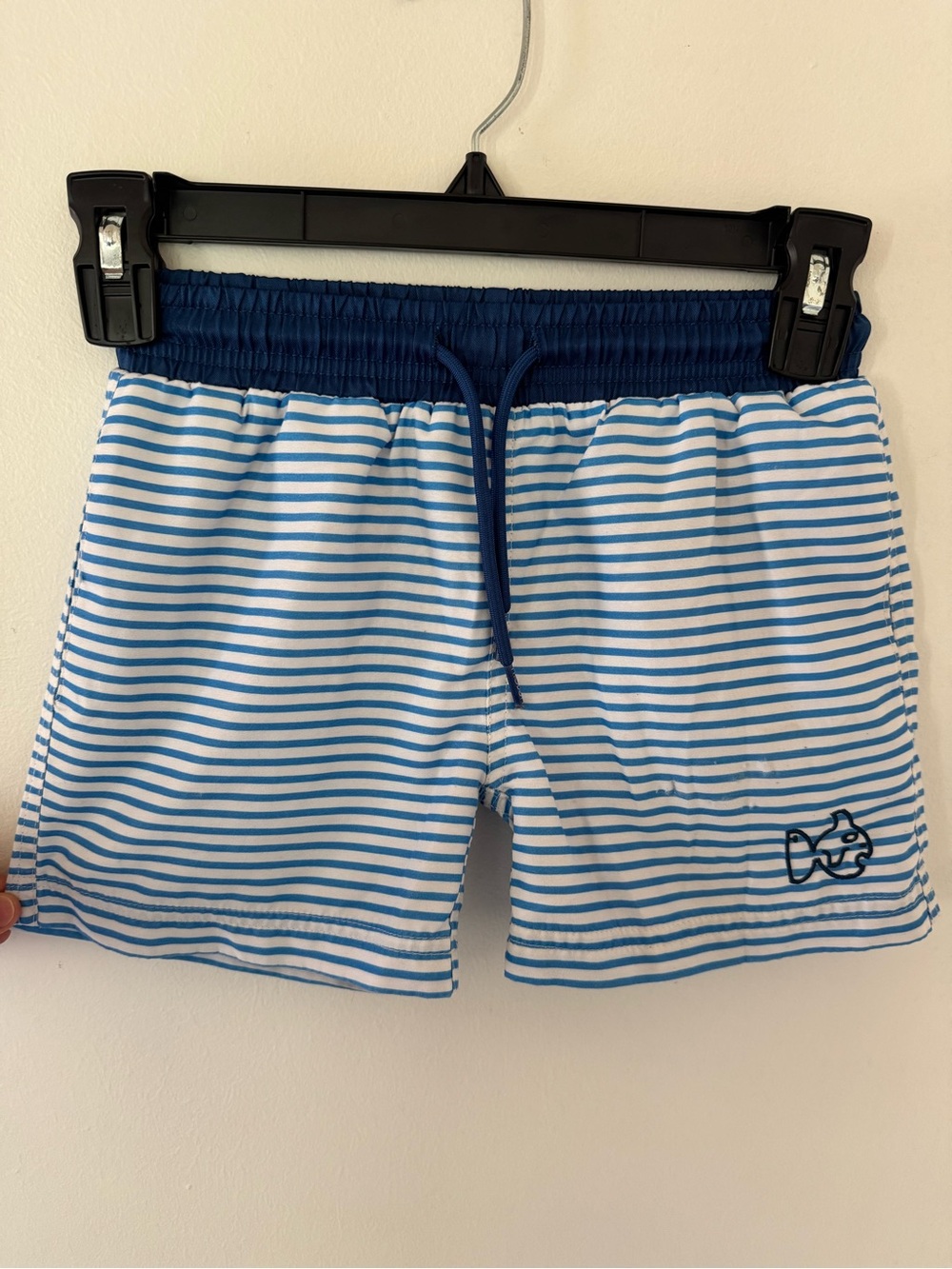 Prodoh Boys Blue & White Striped Swim Trunks with Navy Waistband